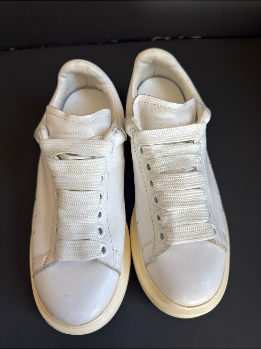 Alexander McQueen White Leather Low-Top Sneakers with Cream Sole